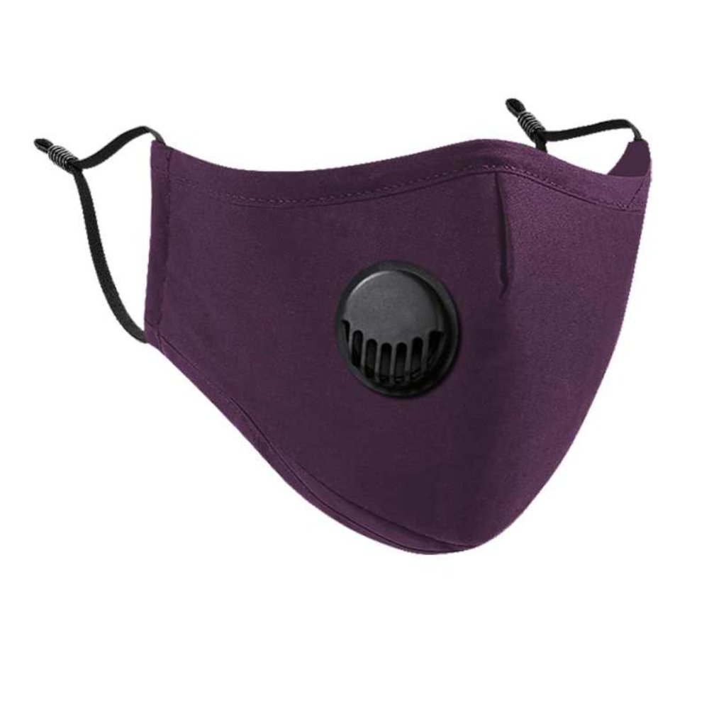 Reusable Purple Cotton Face Mask w/ Vent Valve